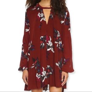 Free People Tree Swing Dress in Scarlet Combo S